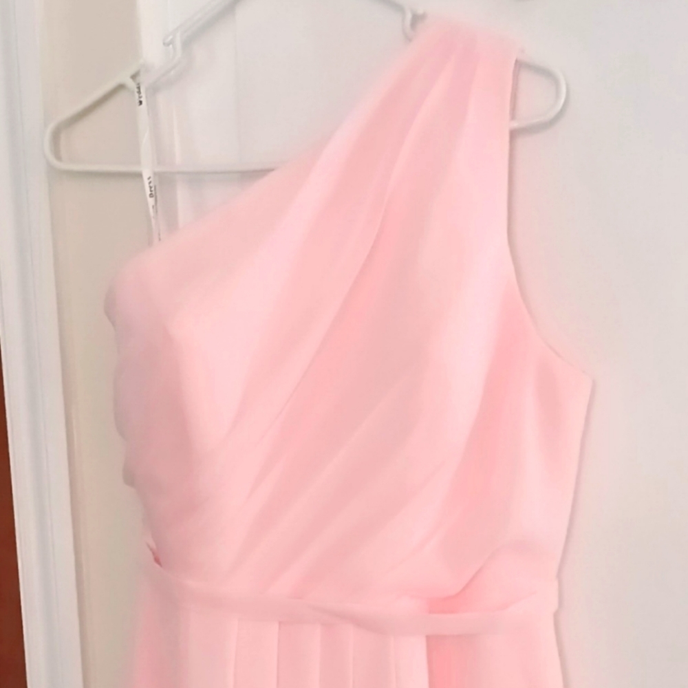 Blush Pink one shoulder chiffon dress